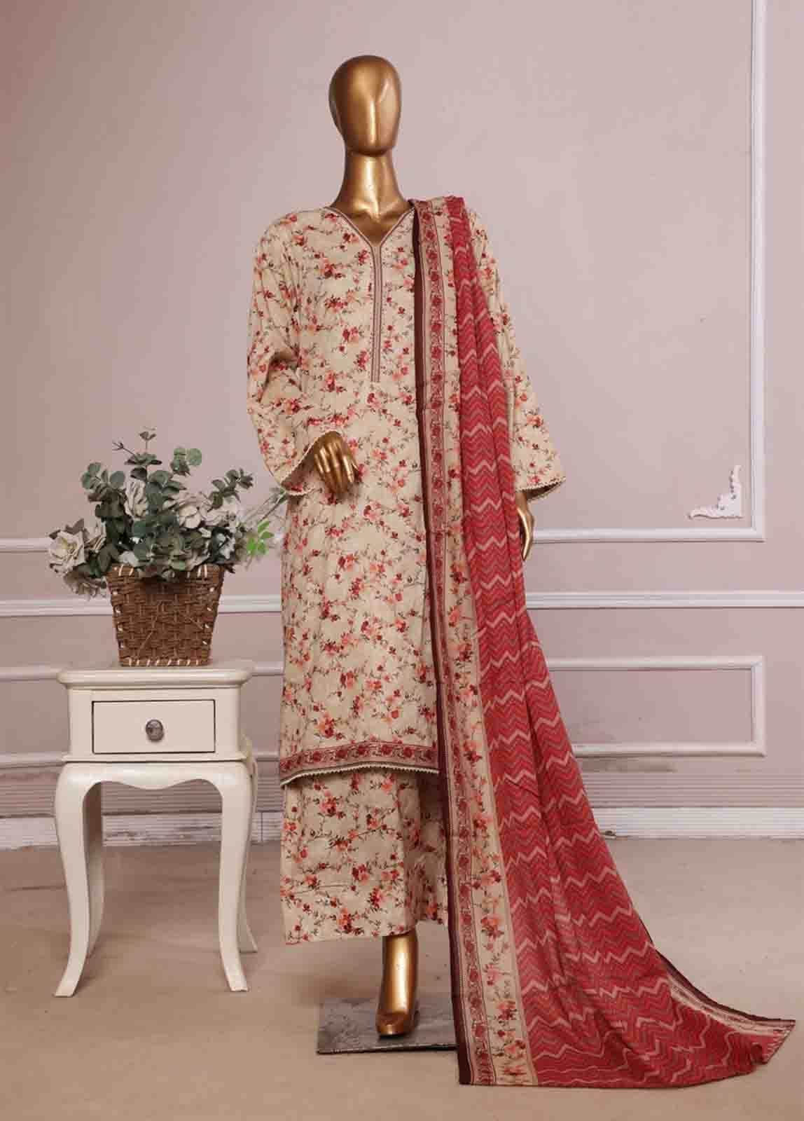 Bin Saeed Exclusive Printed Lawn With Farshi Shalwar