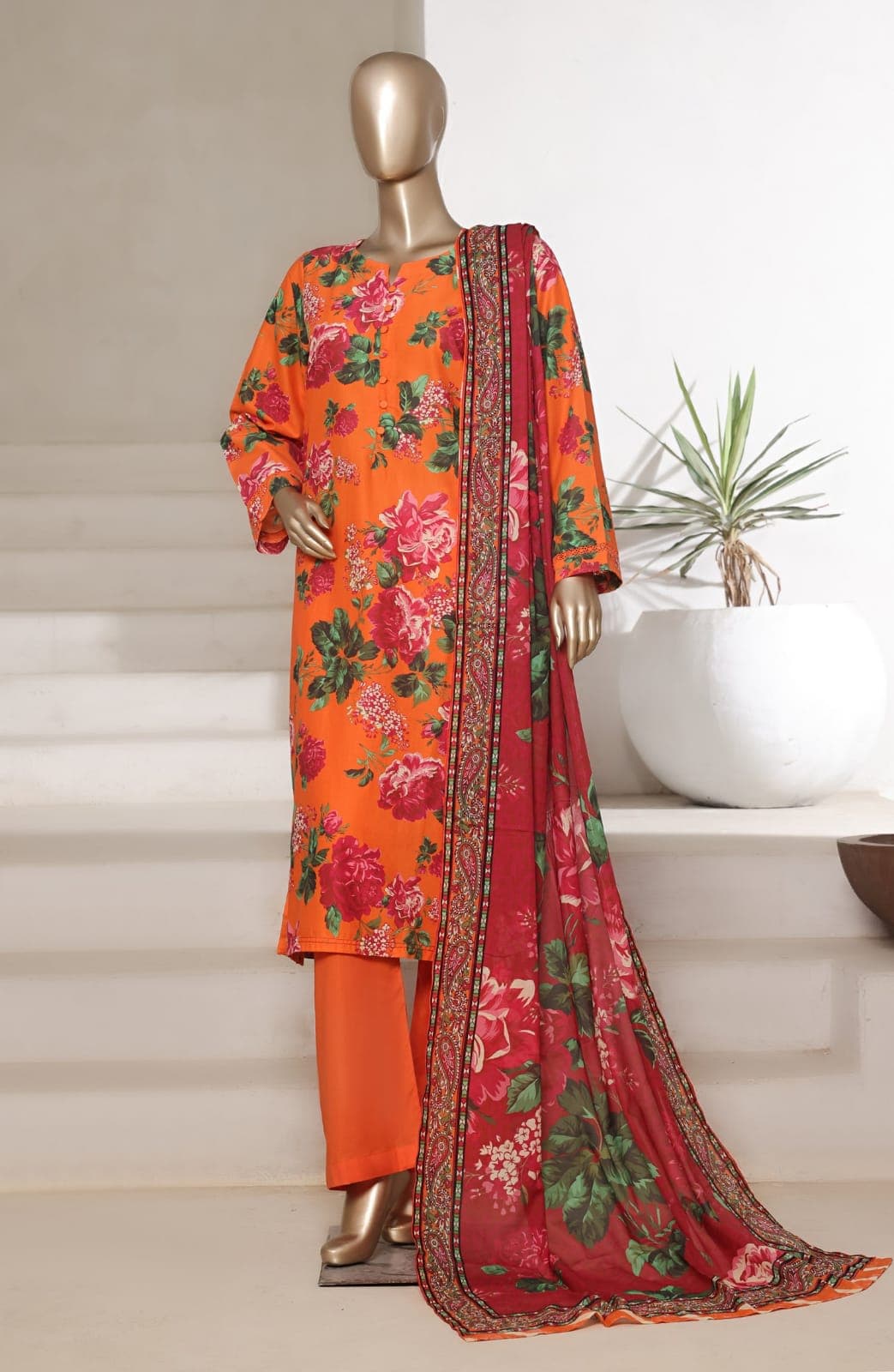 Sadabahar Printed Cotton Lawn Stitched 3 Piece Suit