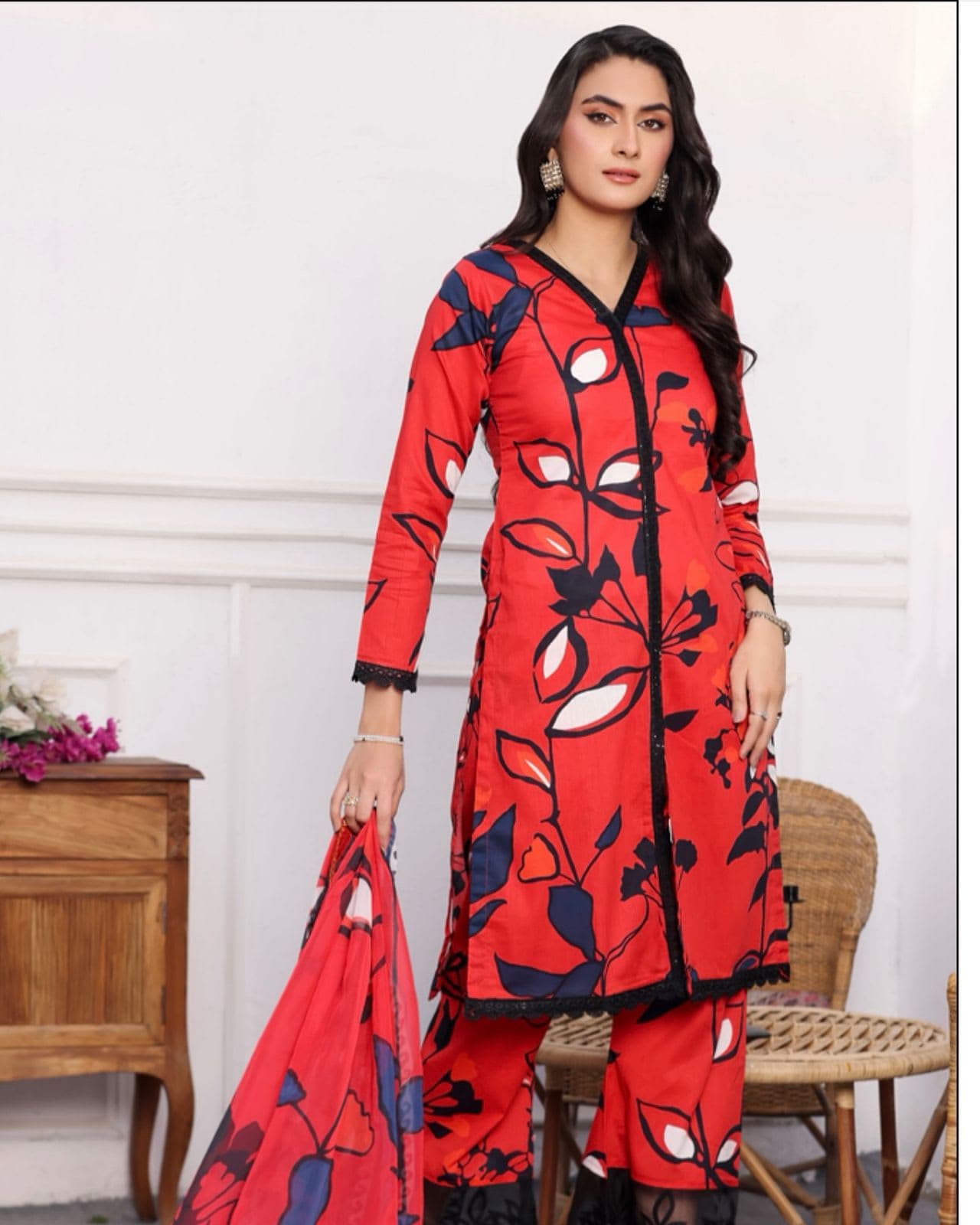 Heer By Polawn Embroidered Stitched 3 Piece Lawn Suit