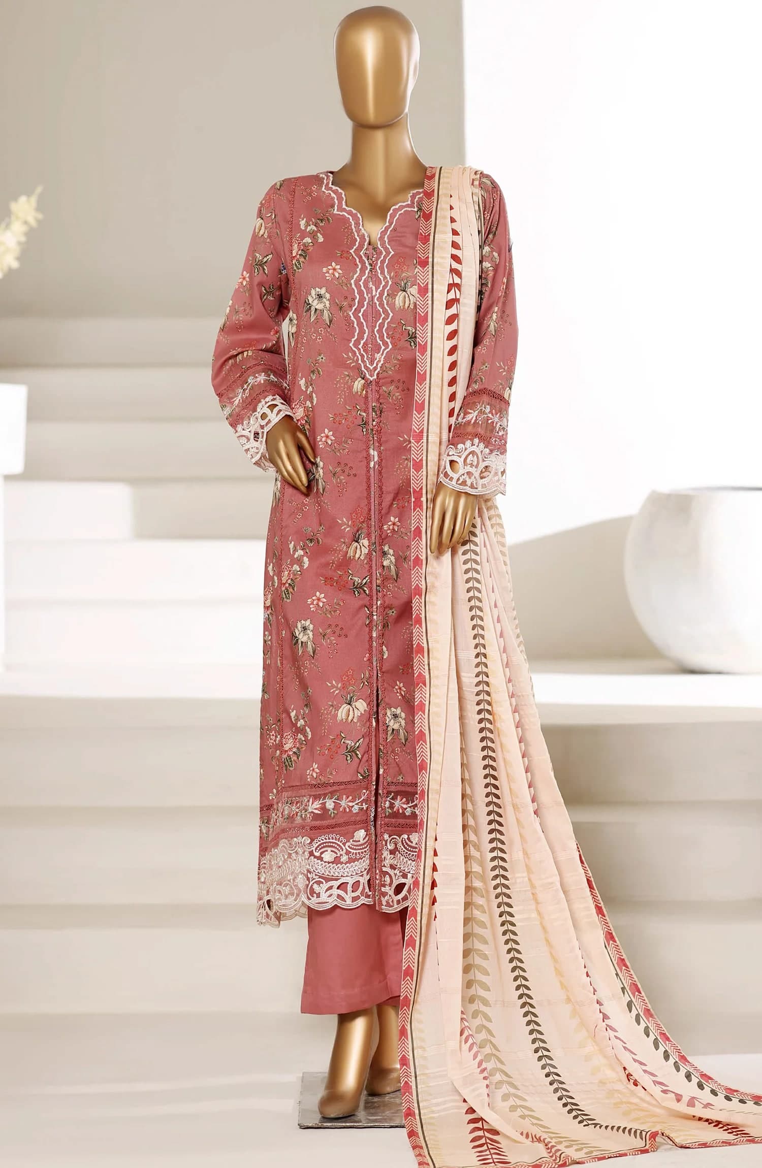 Sadabahar Embroidered Lawn Stitched 3 Piece Suit