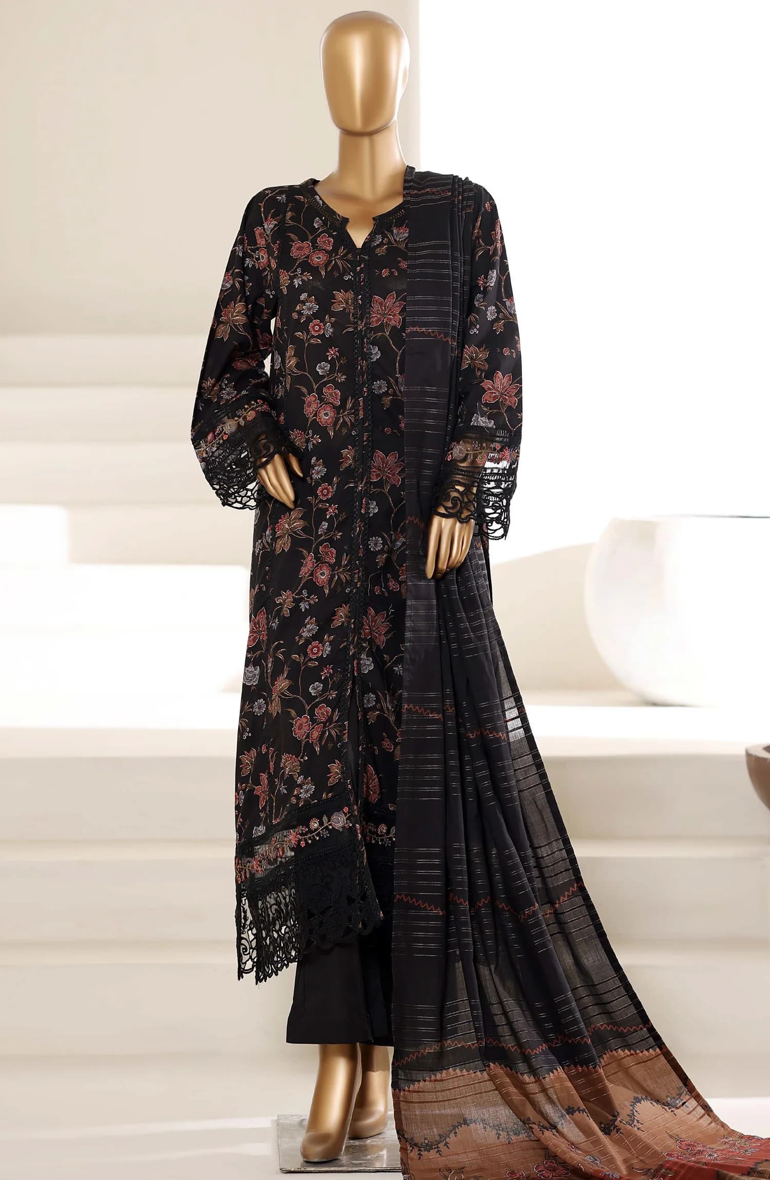 Sadabahar Embroidered Lawn Stitched 3 Piece Suit
