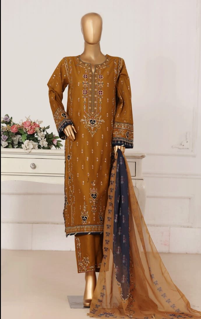 BIN SAEED Luxury Embroidered 3pc Lawn